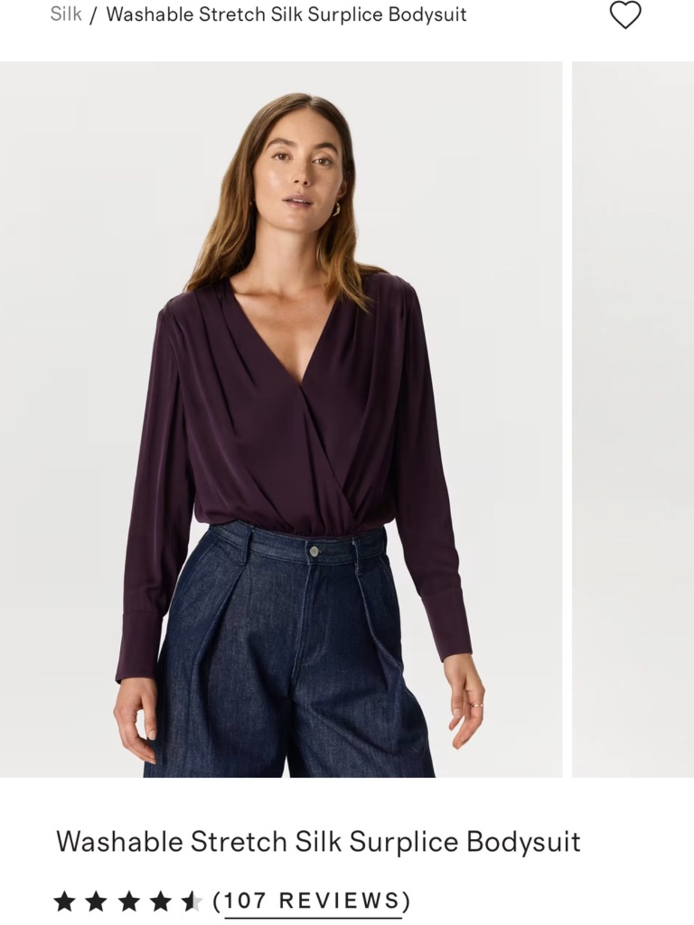 Quince Washable Stretch Silk Surplice Bodysuit